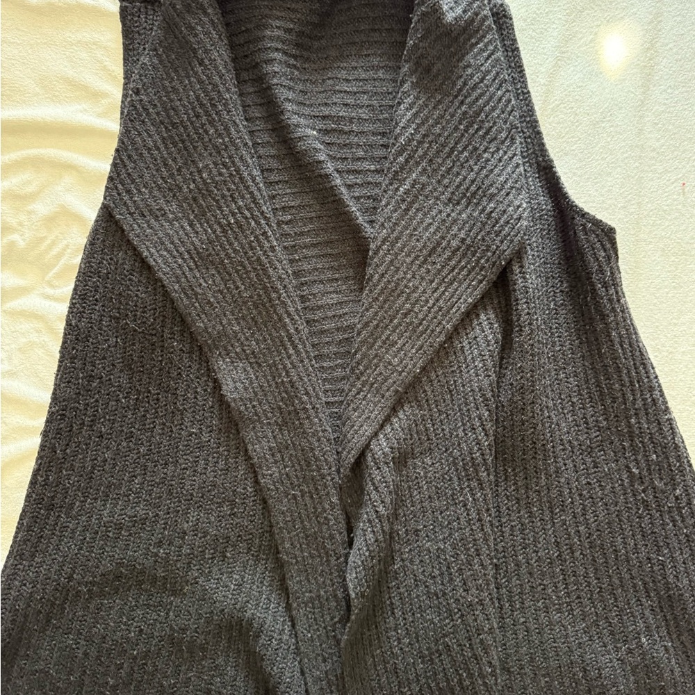 LOFT Charcoal Knit Cardigan Vest